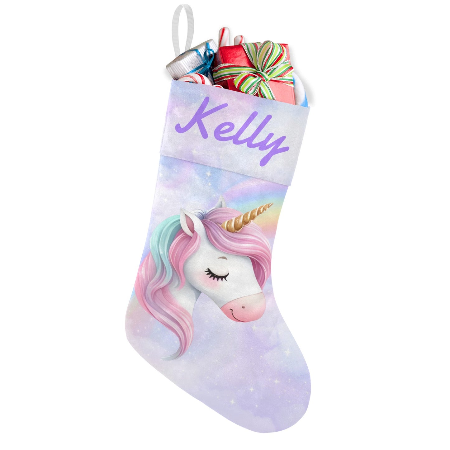 Unicorn Christmas Stocking Custom Name Santa Socks Gift