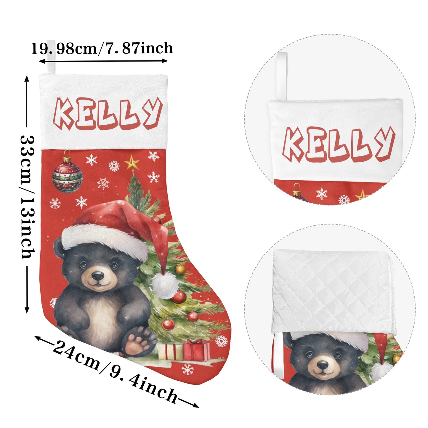 Christmas Black Brea Christmas Stocking Custom Name Santa Socks Gift