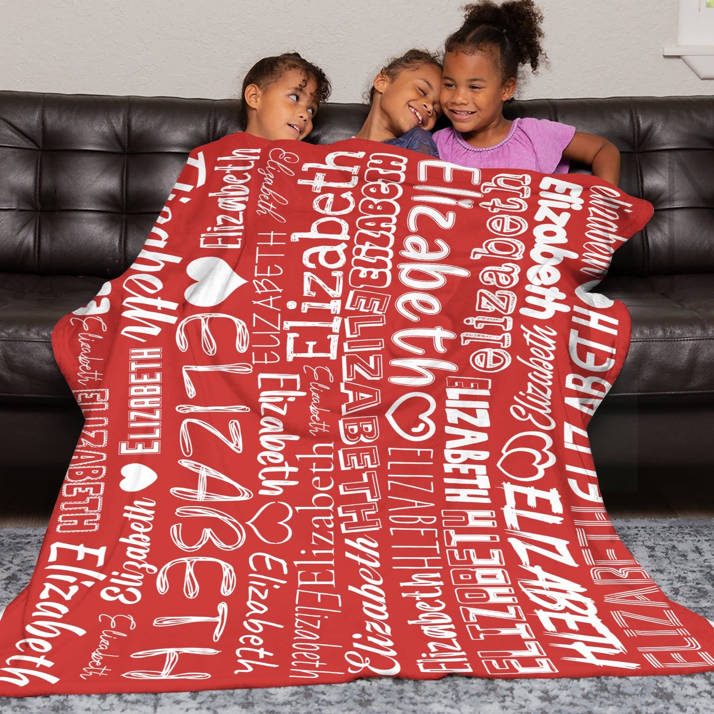 Red Flannel Blanket Name Blanket Personalized Blanket for Adult Kids Flannel Customize Throw Blanket Custom