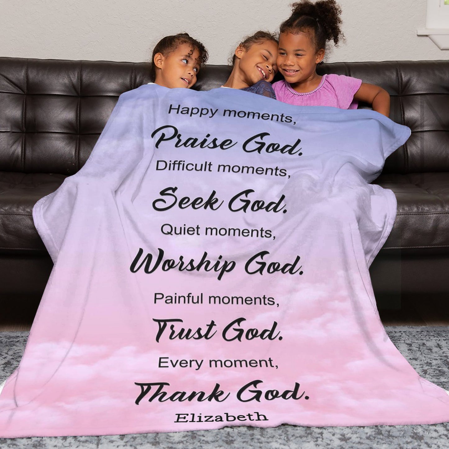 Praise God Flannel Blanket Custom Name Blanket Gift for Men Women