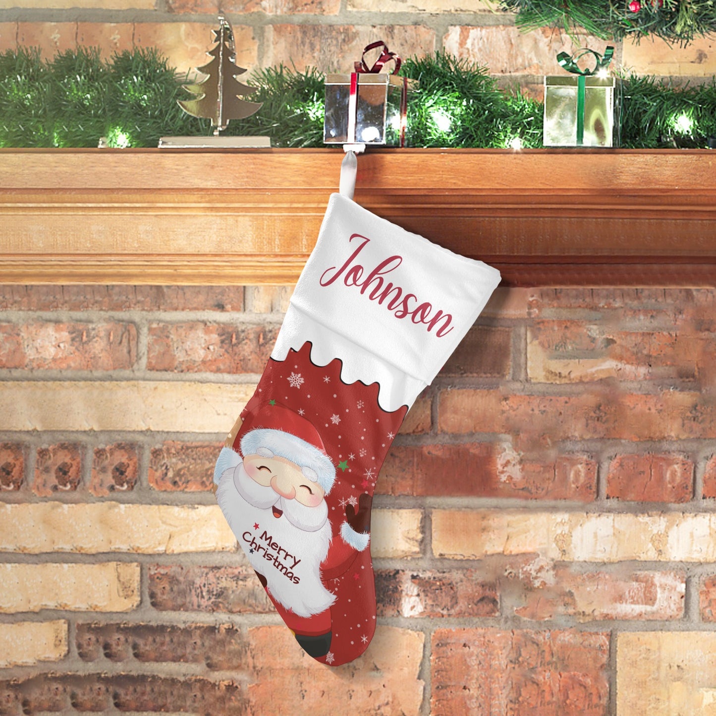 Santa Claus Christmas Stocking Custom Name Christmas Socks Gift