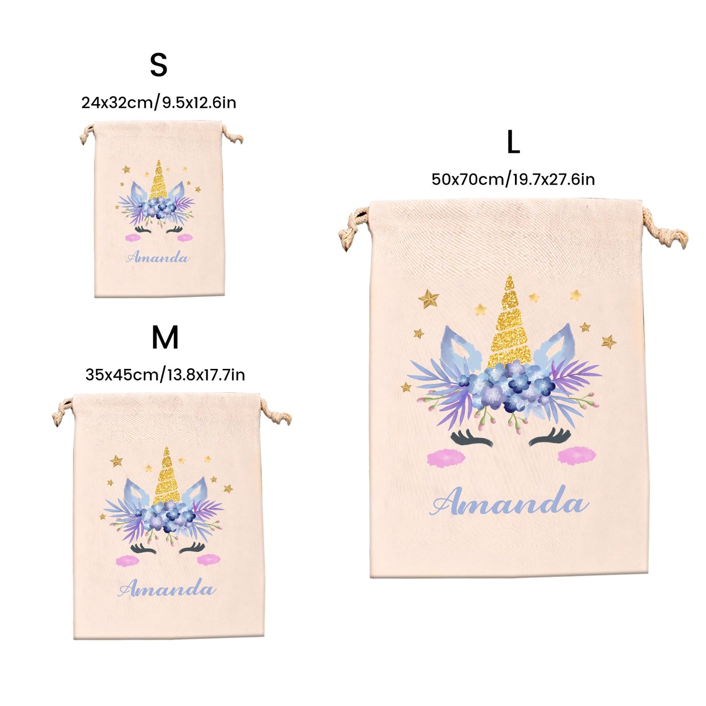 Unicorn Christmas Gift Bag Custom Santa Gift Bags your Name