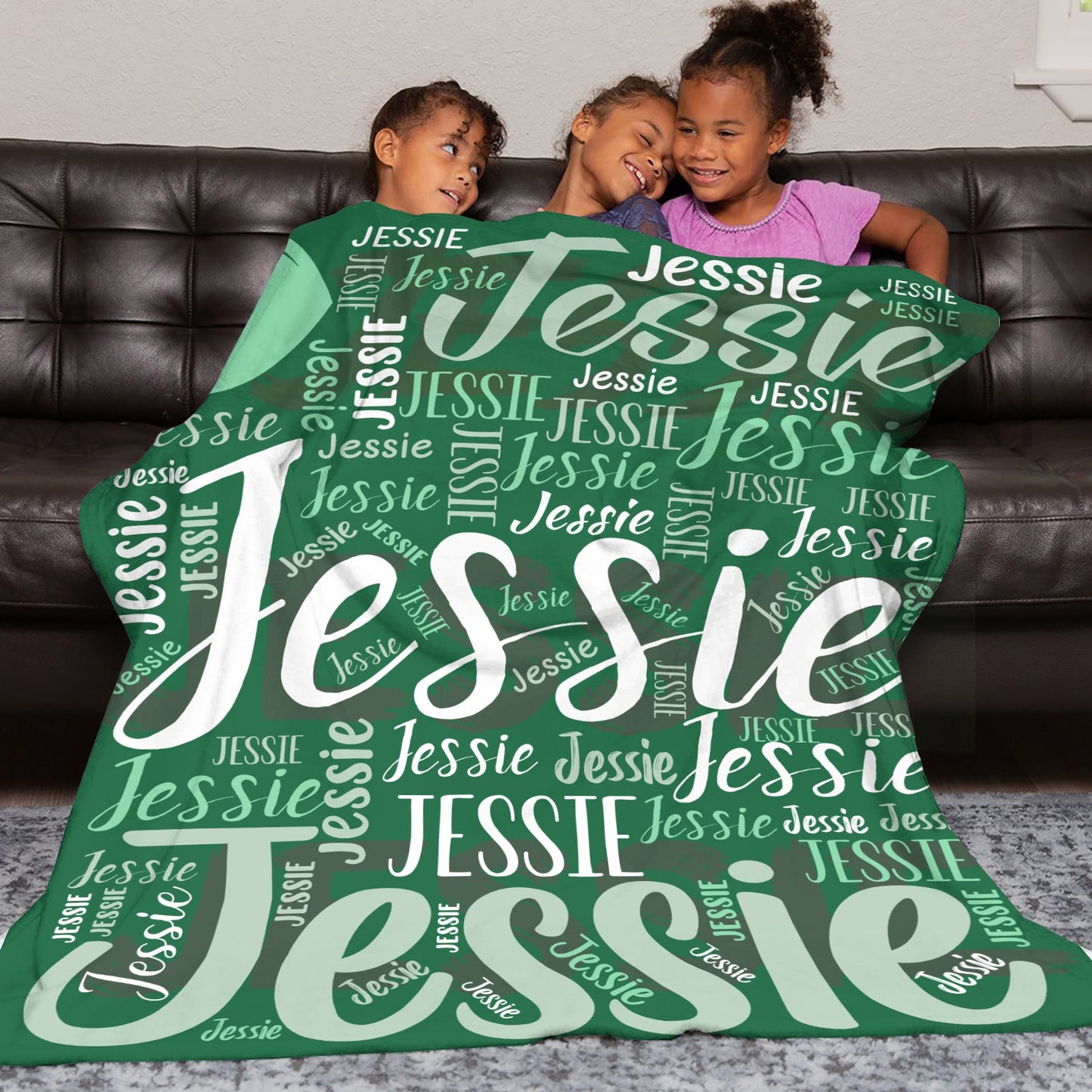 Green Flannel Blanket Custom Name Blanket Gift for Men Women
