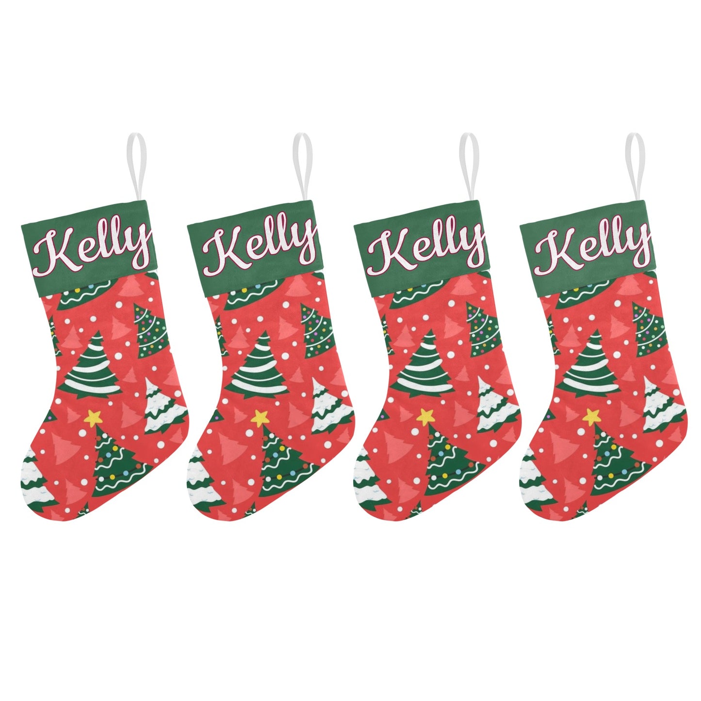 Christmas Tree Red Christmas Stocking Custom Name Santa Socks Gift