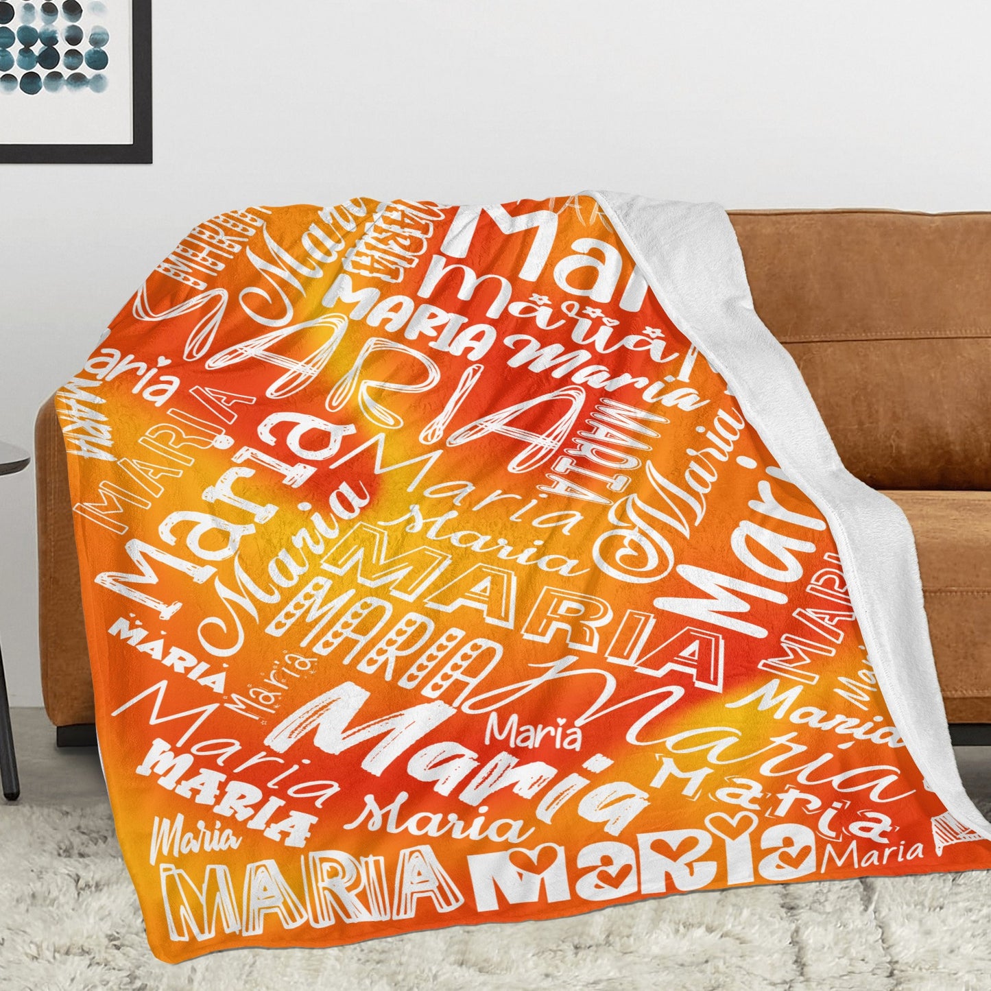 Orange Flannel Blanket Name Blanket Personalized Blanket for Adult Kids Flannel Customize Throw Blanket Custom