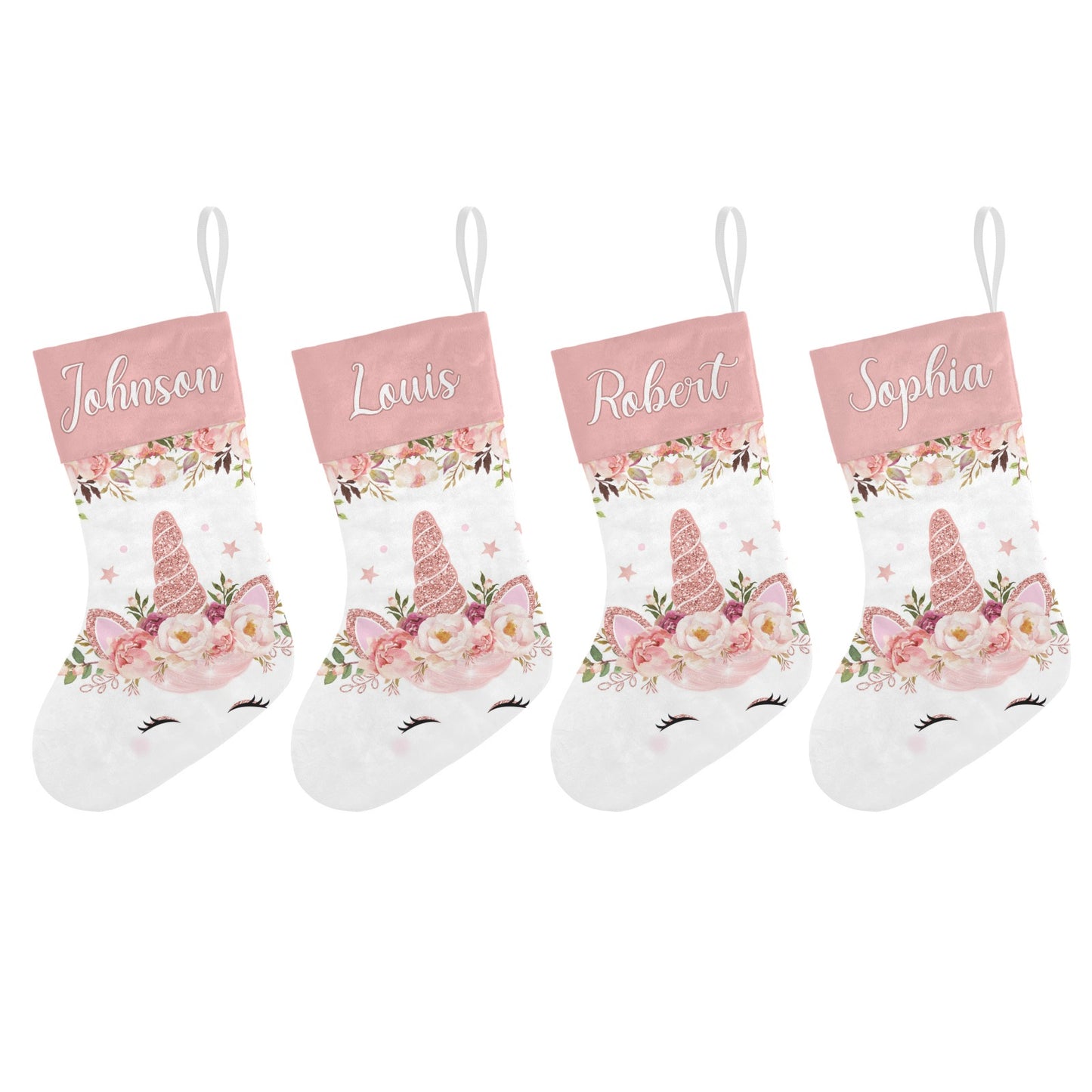 Unicorn Floral Christmas Stocking Custom Name Christmas Socks Gift