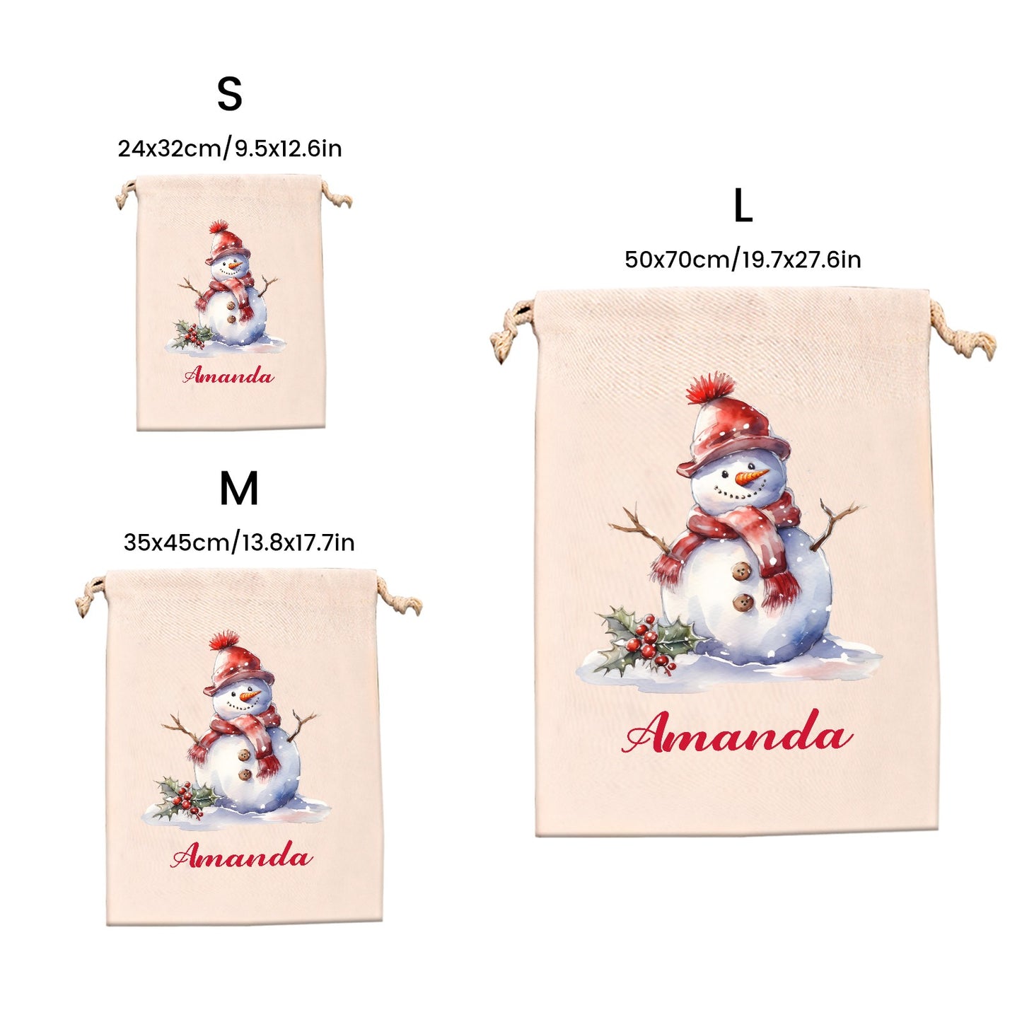 Snowman Christmas Gift Bag Custom Santa Gift Bags your Name
