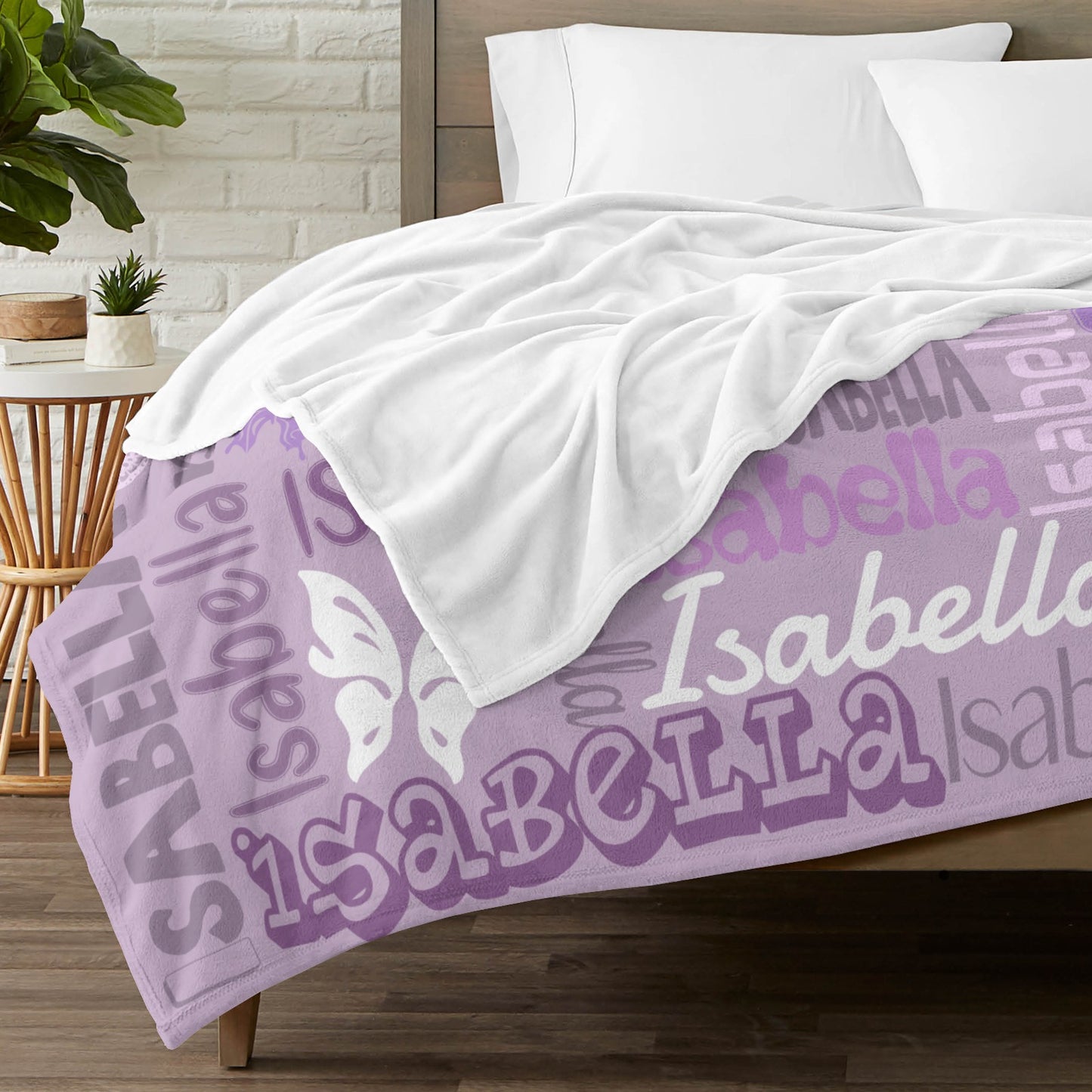 Purple Flannel Blanket Name Blanket Personalized Blanket for Adult Kids Flannel Customize Throw Blanket Custom