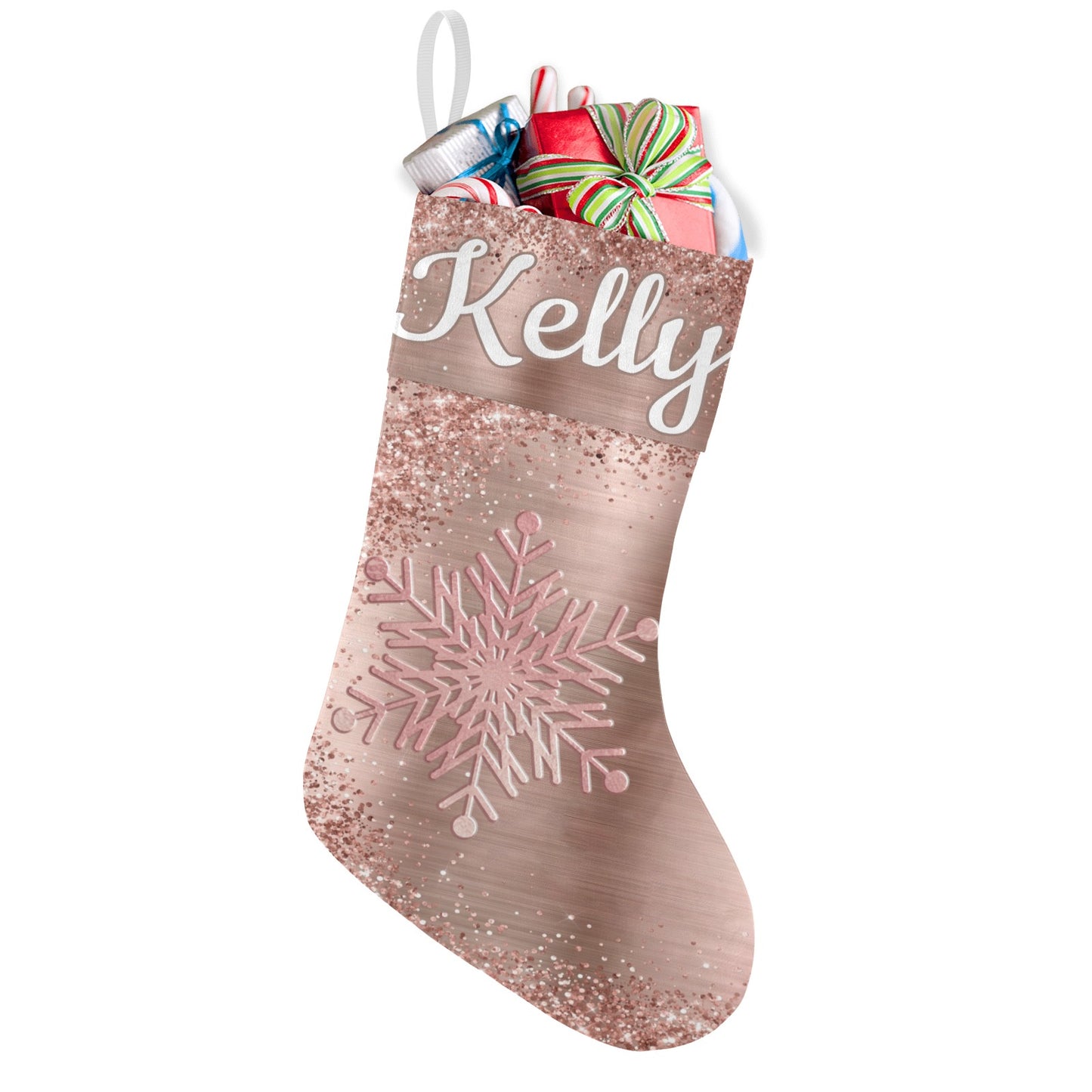 Snow Christmas Stocking Custom Name Santa Socks Gift