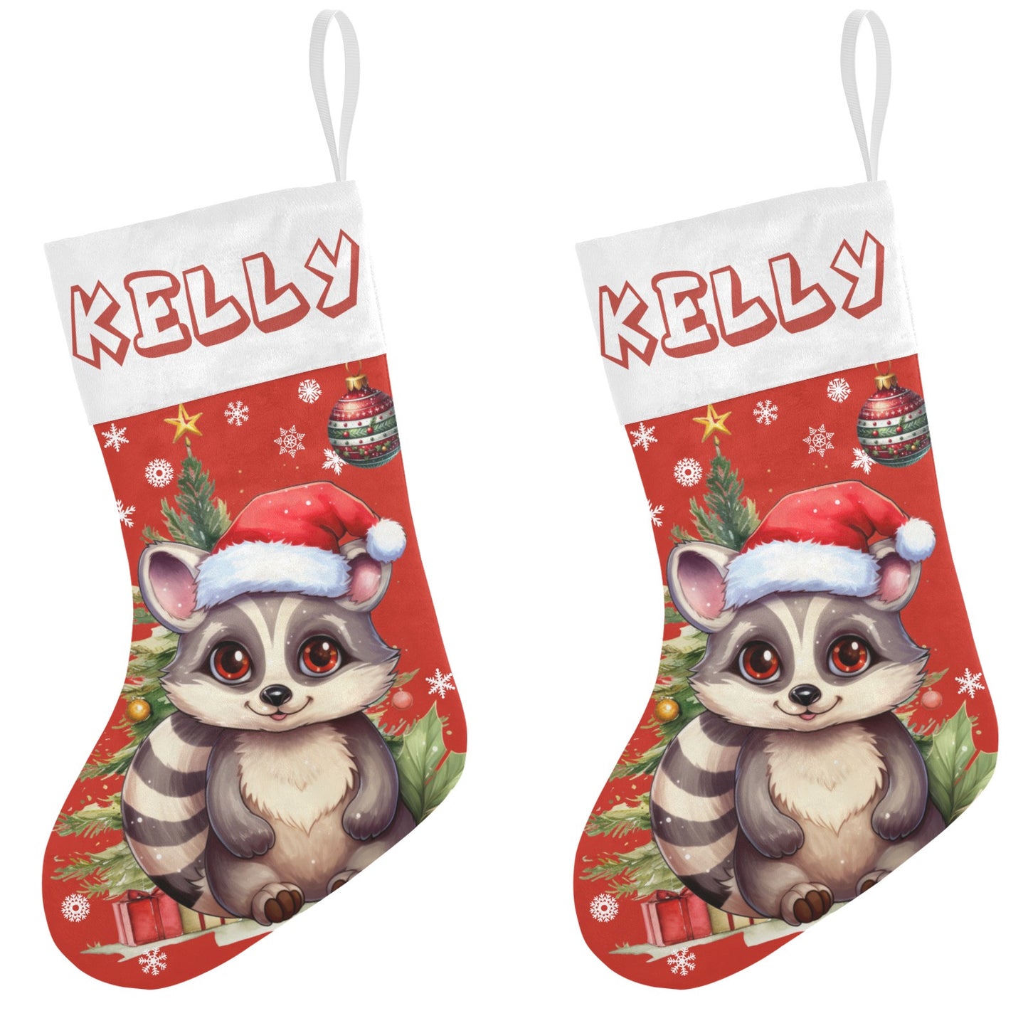 Christmas Raccoon Christmas Stocking Custom Name Santa Socks Gift