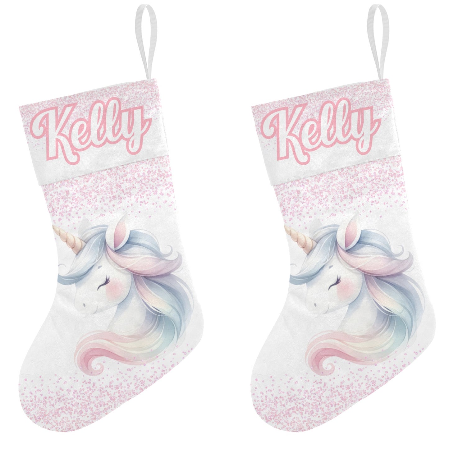 Pink Unicorn Christmas Stocking Custom Name Santa Socks Gift