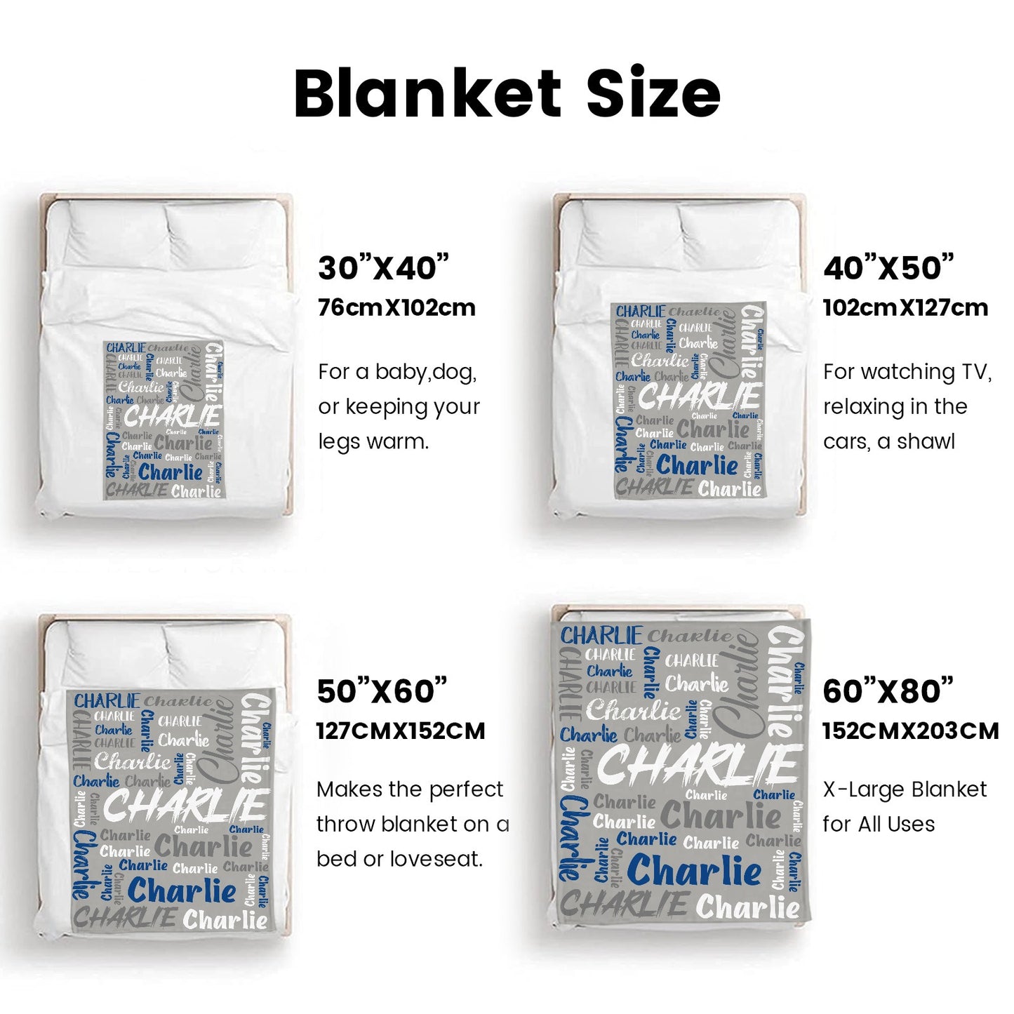 Grey Flannel Blanket Custom Name Blanket Gift for Men Women