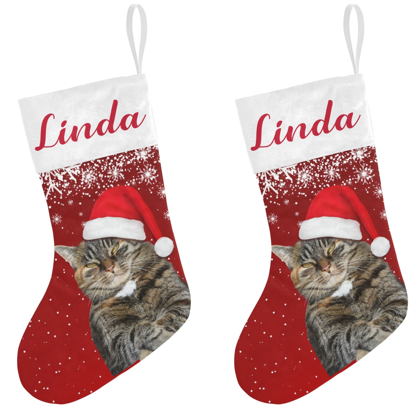Christmas Cat Christmas Stocking Custom Name Christmas Socks Gift