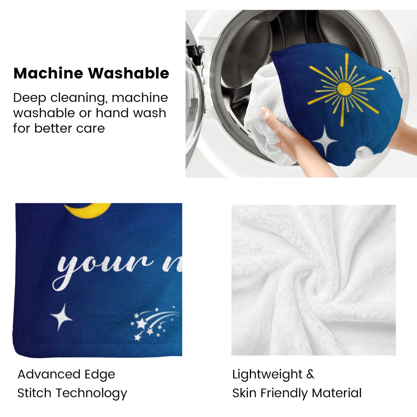 Royal Blue Flannel Blanket Custom Name Blanket Gift for Men Women