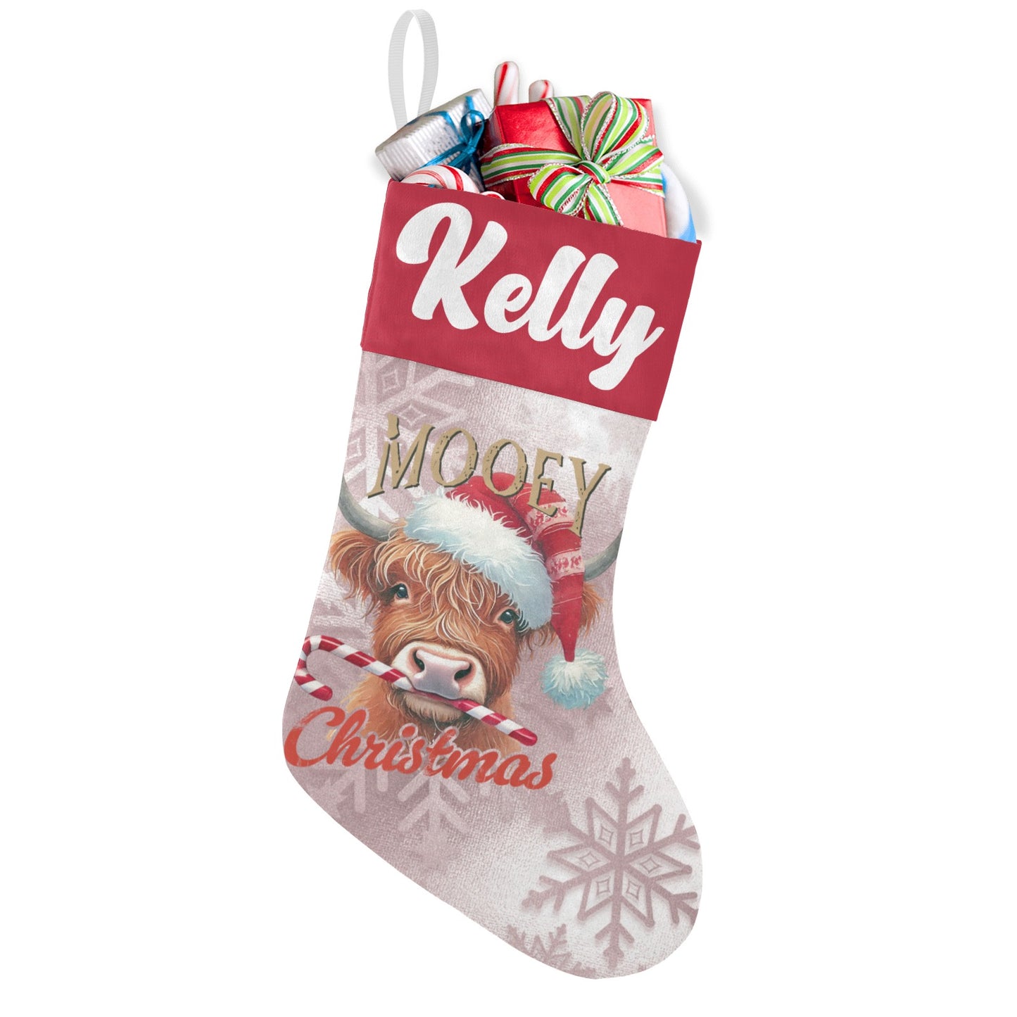 Cow Christmas Stocking Custom Name Santa Socks Gift