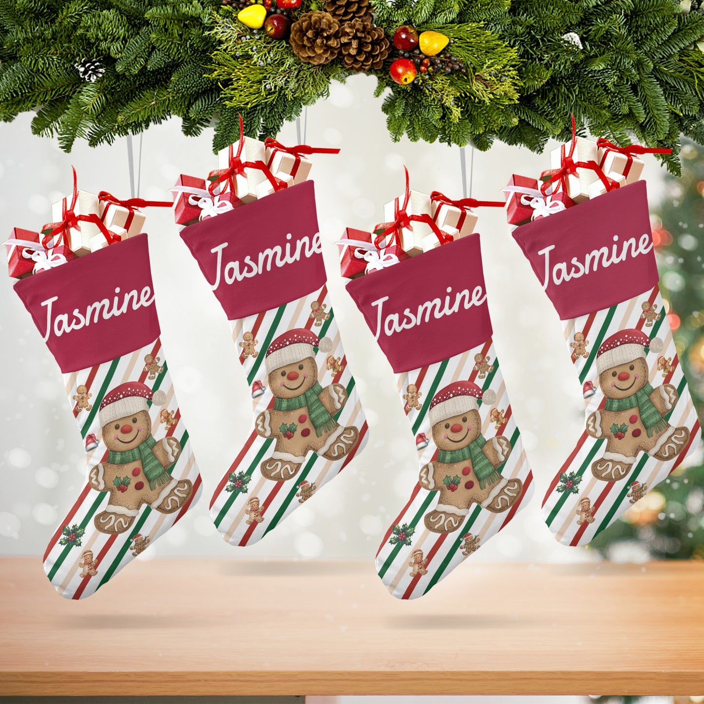 Bear Christmas Stocking Custom Name Santa Socks Gift