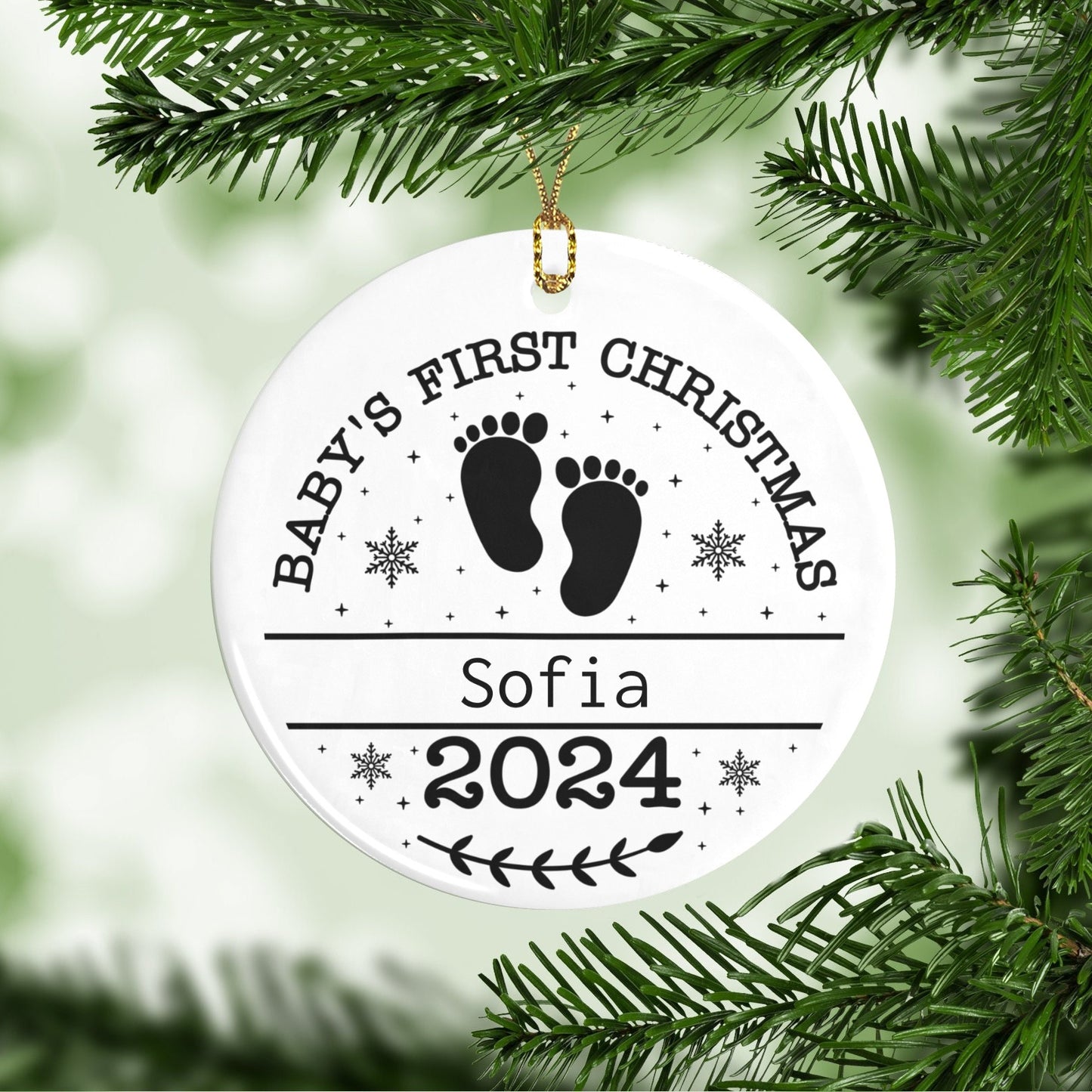 baby Christmas Ornaments Custom Name Santa Gift