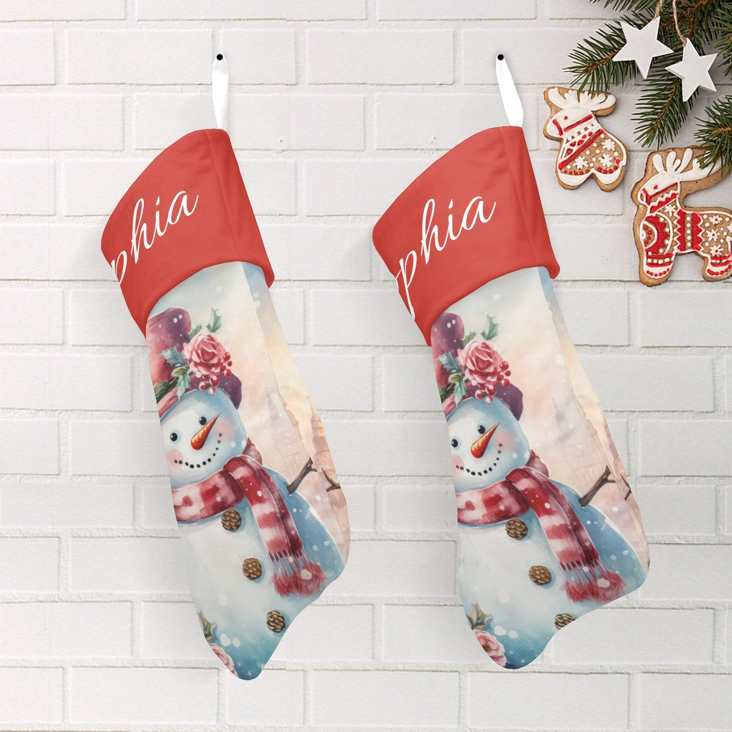 Christmas Snowman Christmas Stocking Custom Name Santa Socks Gift