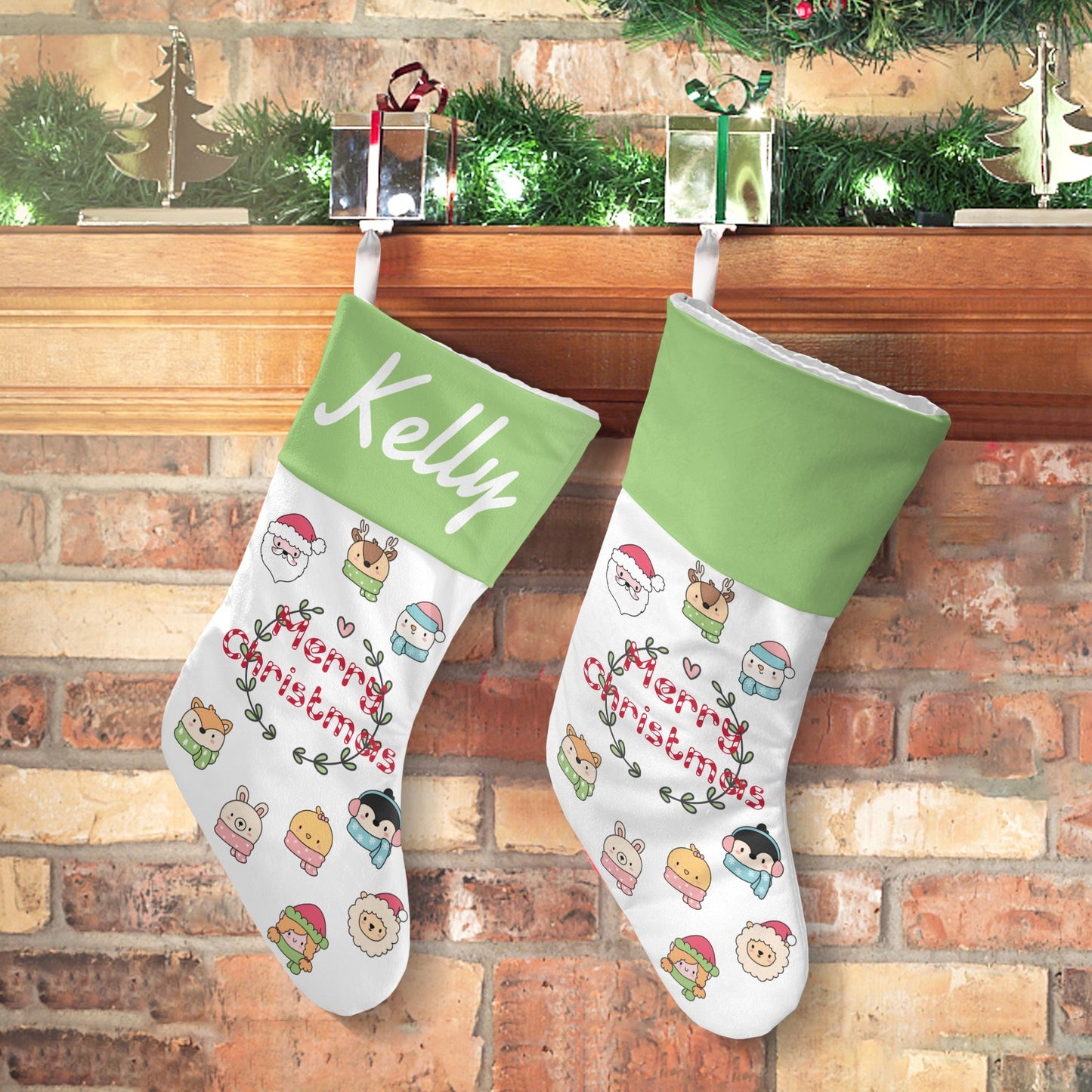 Animal Christmas Stocking Custom Name Santa Socks Gift