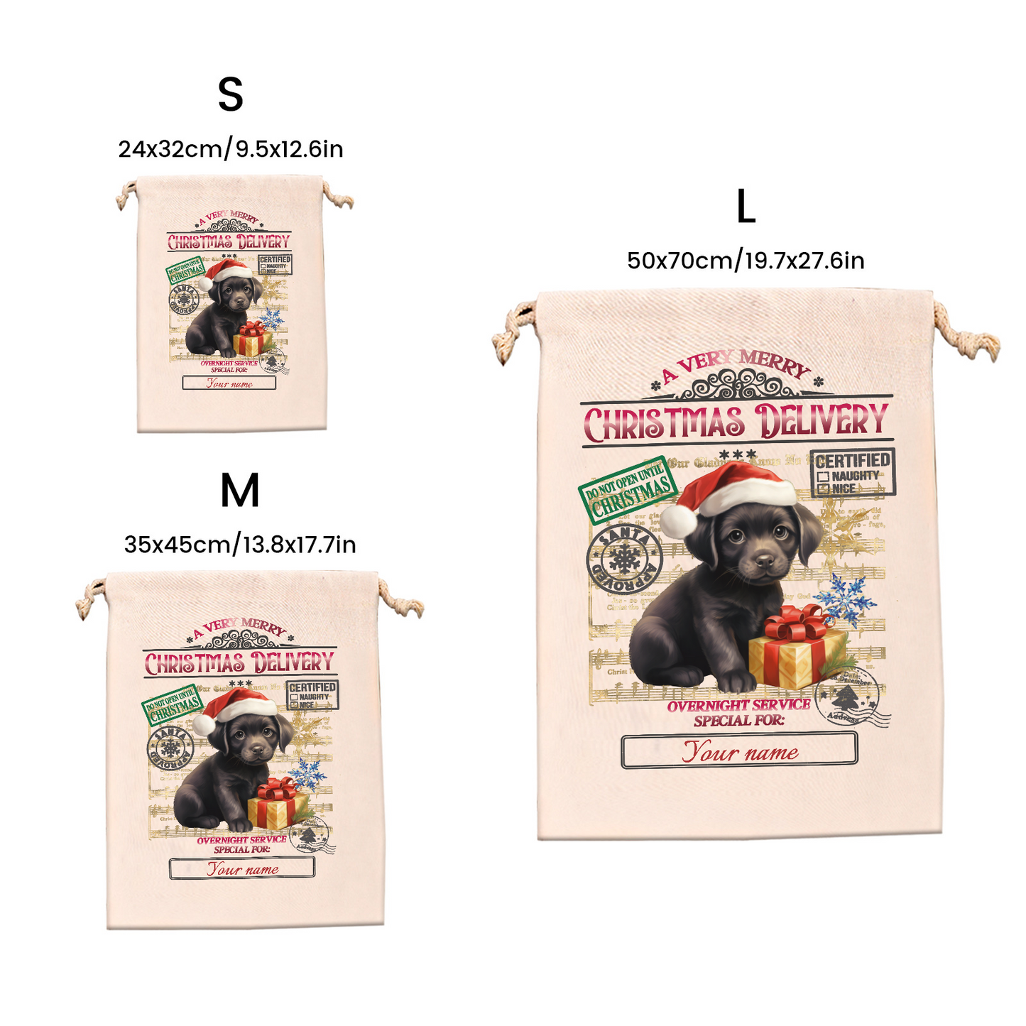 black dog Christmas Gift Bag Personalized Christmas Wrapping Gift Bags