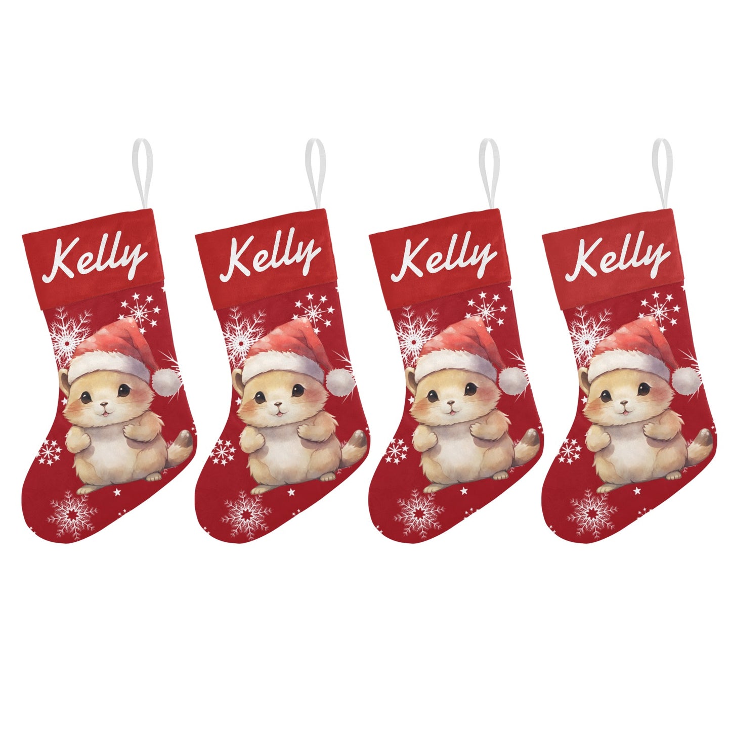 Red Hamster Christmas Stocking Custom Name Santa Socks Gift