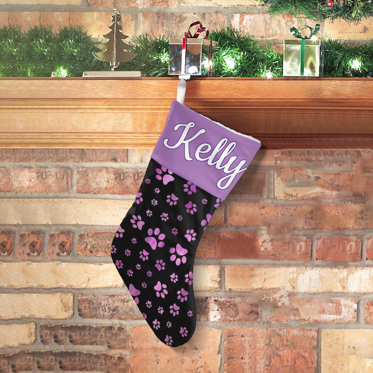 Footprint Christmas Stocking Custom Name Santa Socks Gift