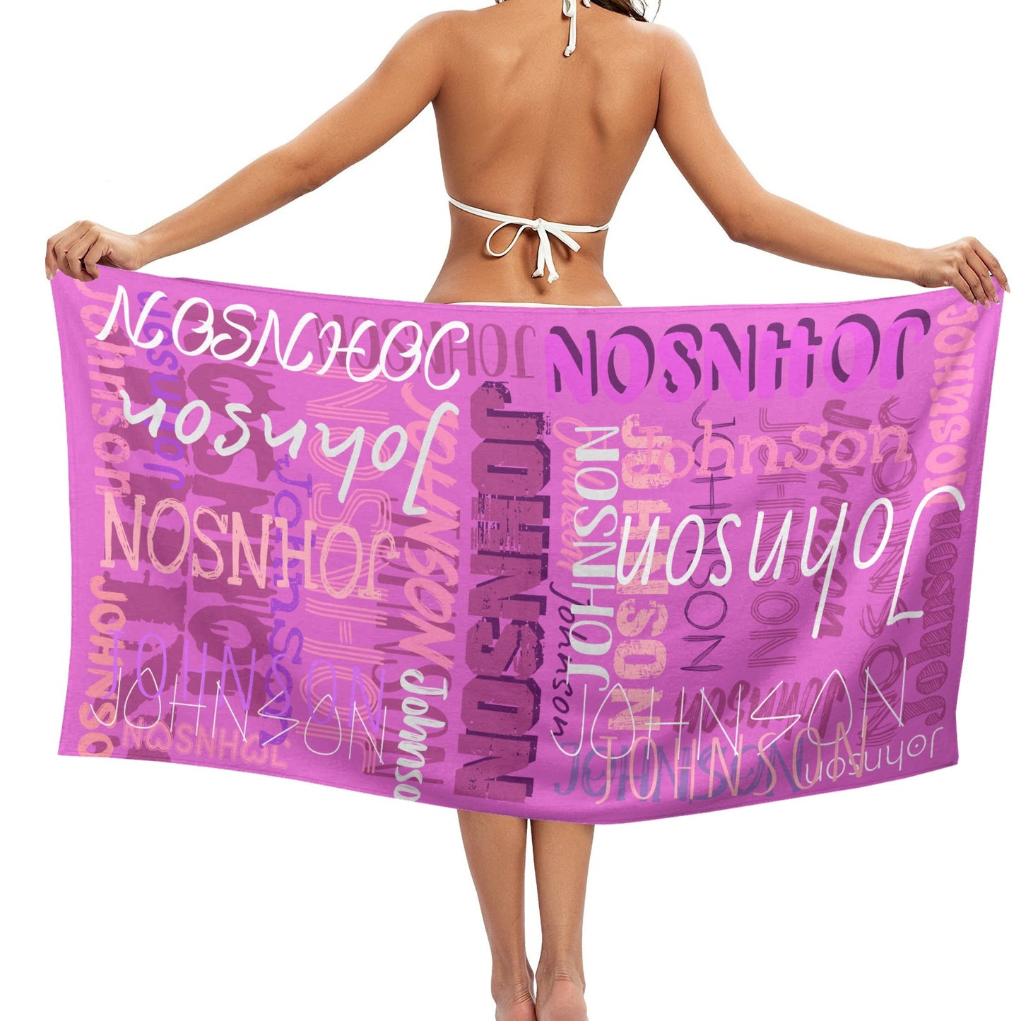 Light Purple Beach Towel Custom Cotton/Poly Blend Pool Towel - Blue - Personalize with Your Name - Standard Size