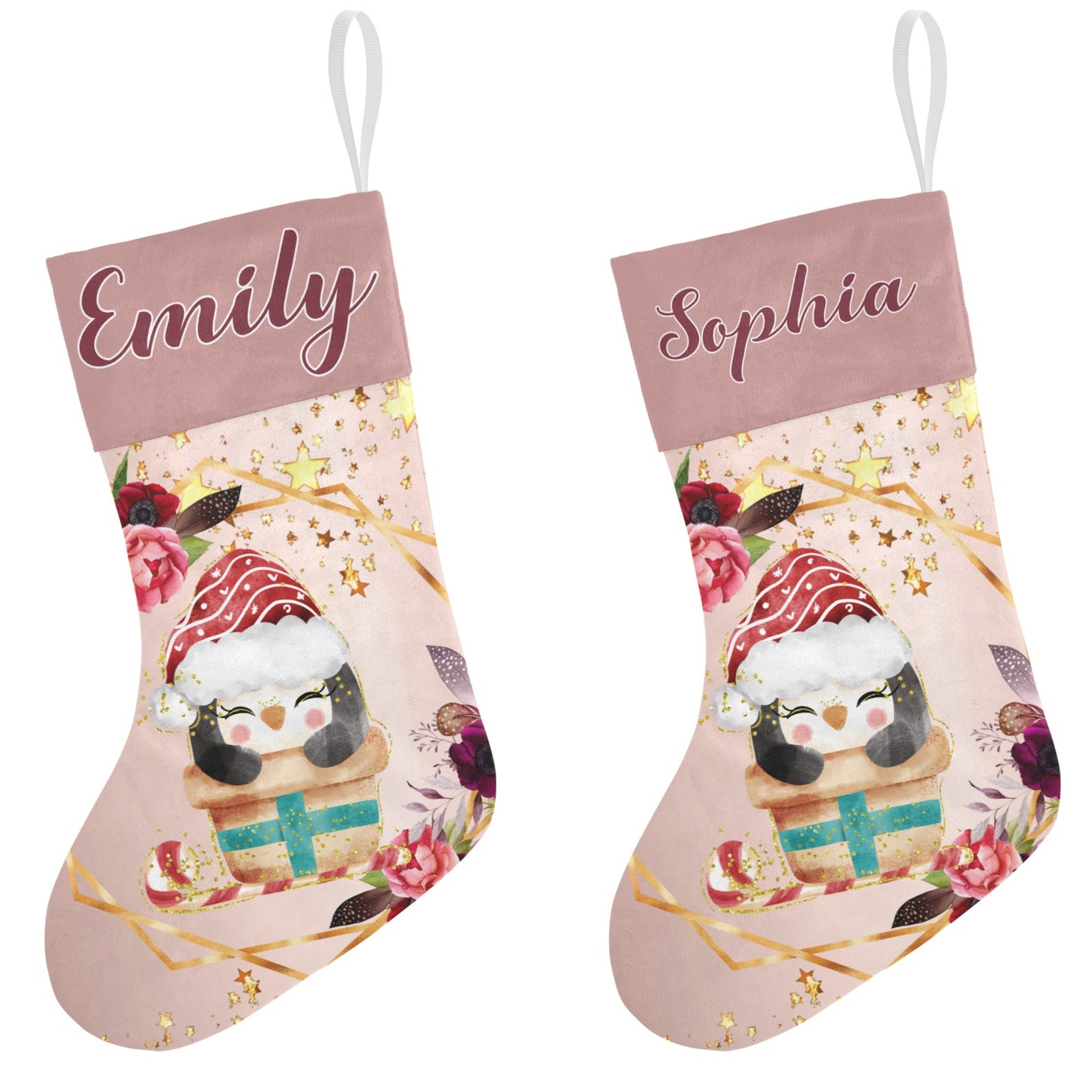 Penguin Christmas Stocking Custom Name Christmas Socks Gift