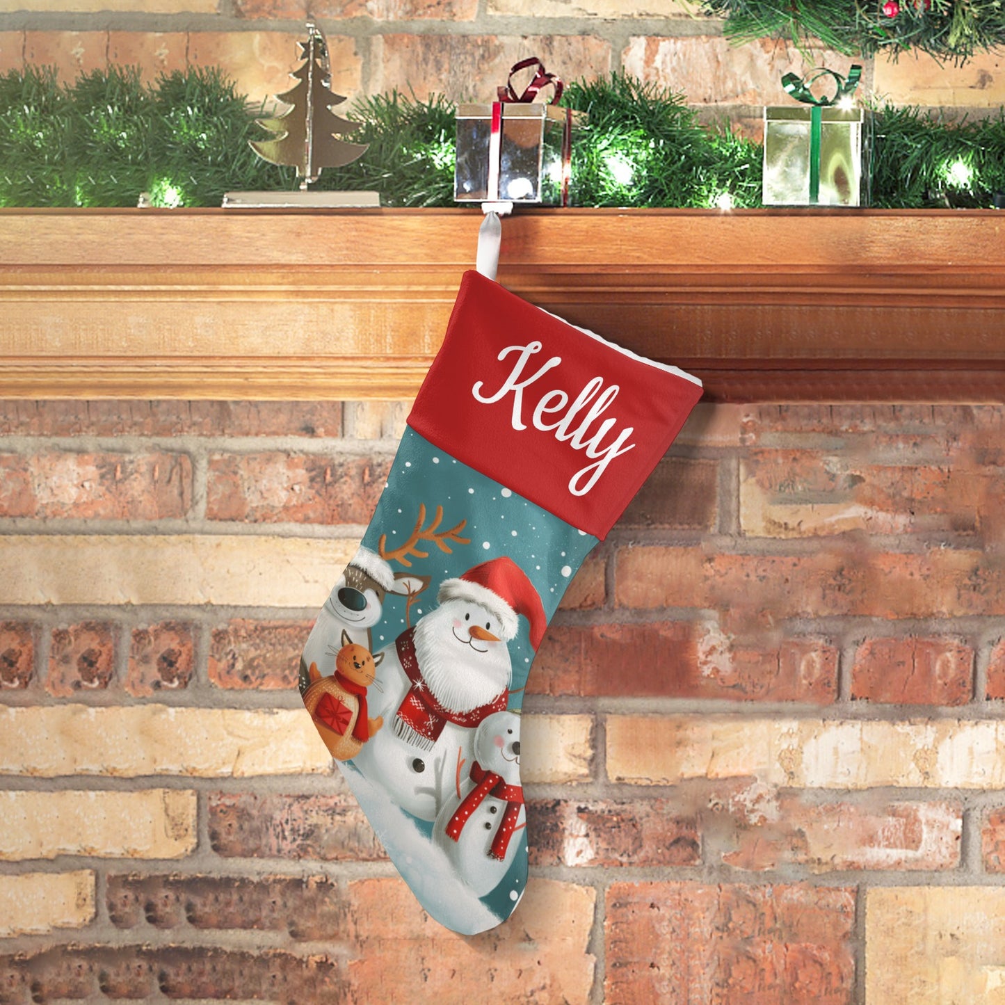 Snowman Christmas Stocking Custom Name Santa Socks Gift