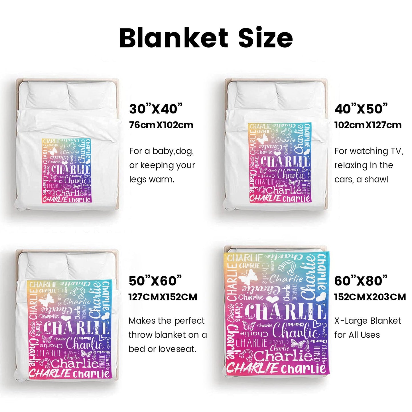 Colorful Flannel Blanket Custom Name Blanket Gift for Men Women
