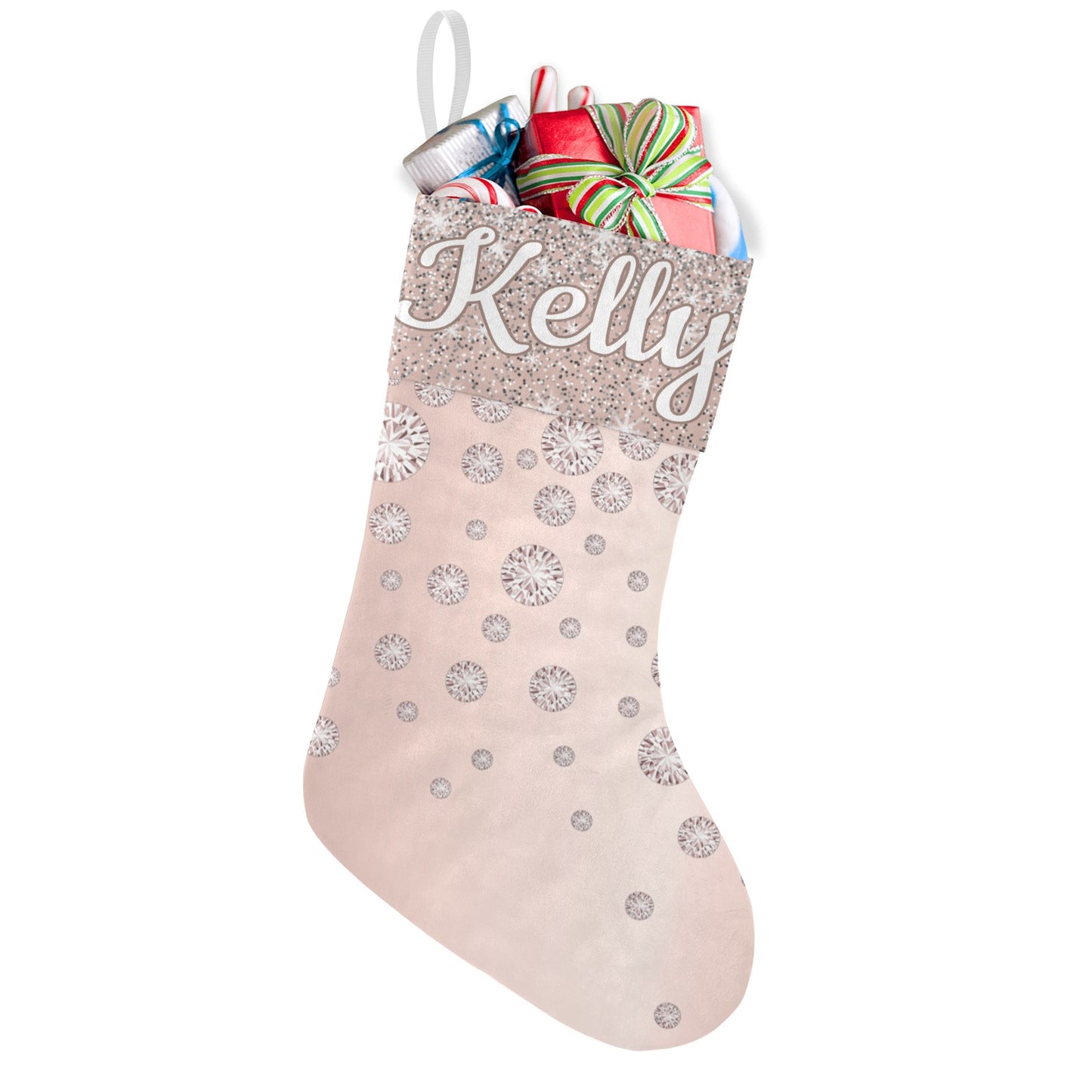 Diamond Christmas Stocking Custom Name Santa Socks Gift