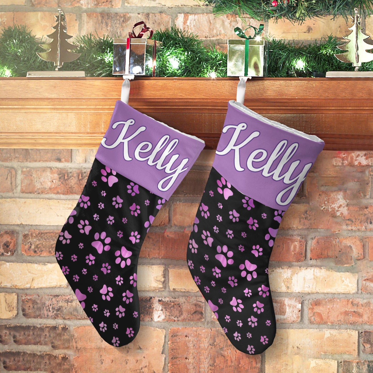 Footprint Christmas Stocking Custom Name Santa Socks Gift