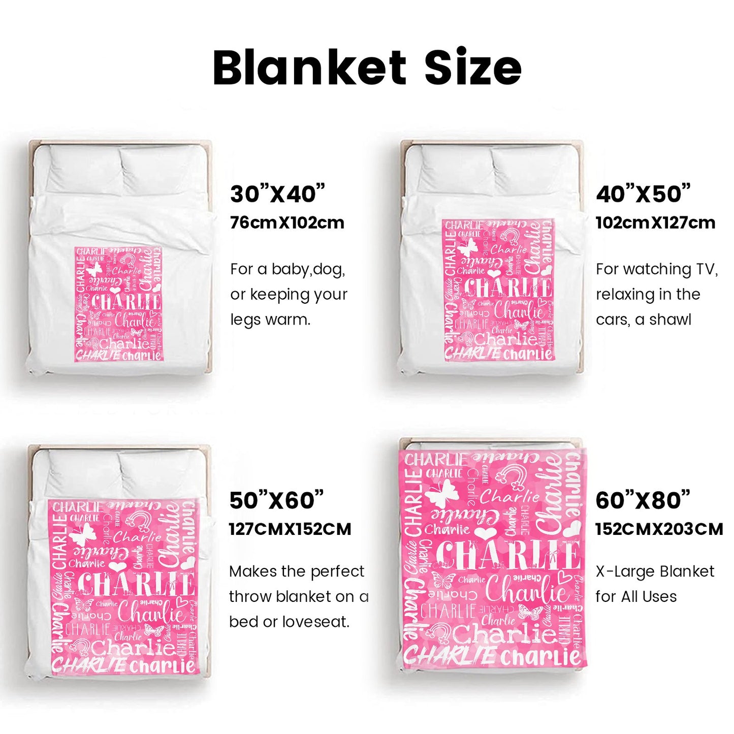 Pink Flannel Blanket Custom Name Blanket Gift for Men Women