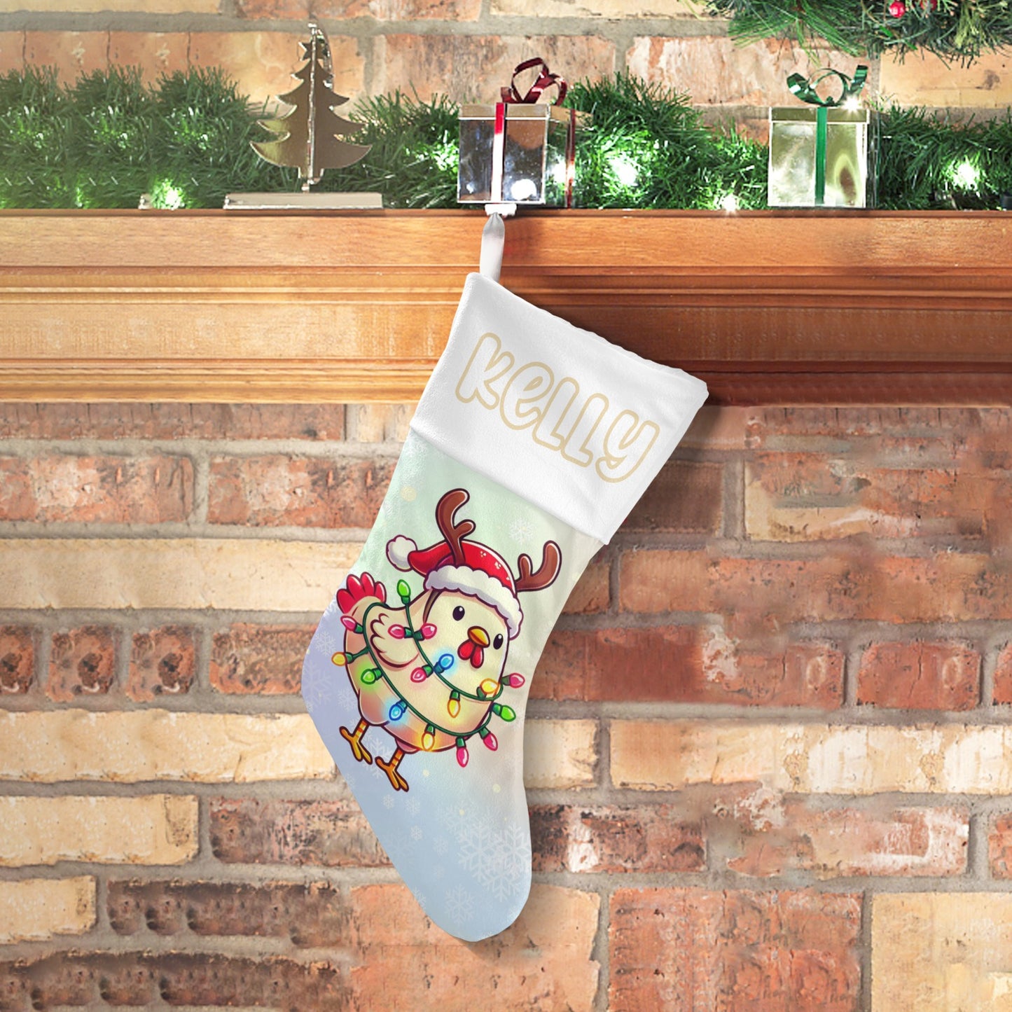 Chicken Christmas Stocking Custom Name Santa Socks Gift