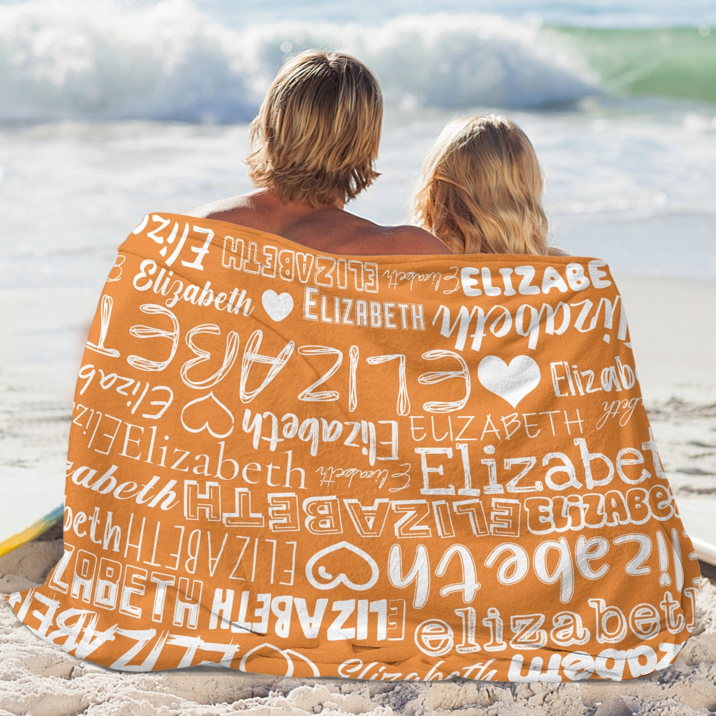 Orange Flannel Blanket Name Blanket Personalized Blanket for Adult Kids Flannel Customize Throw Blanket Custom