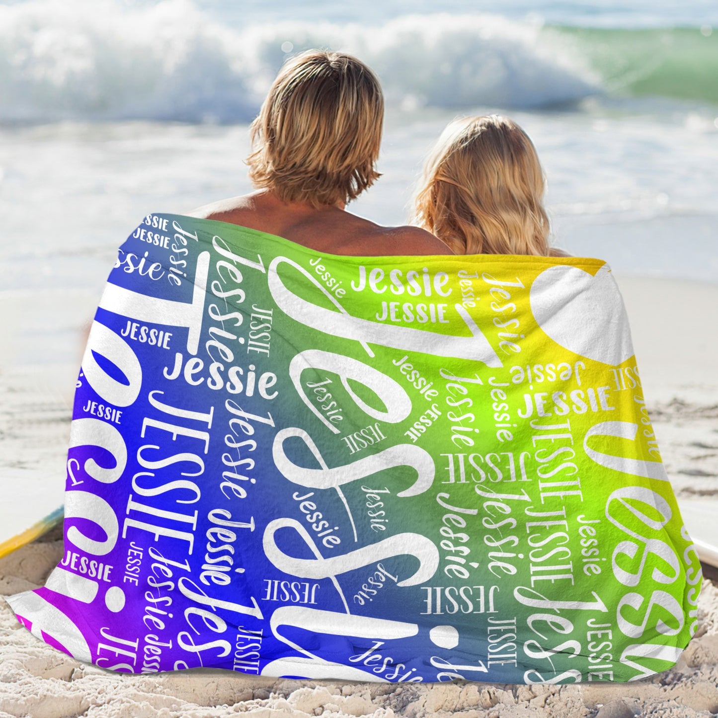 Rainbow Flannel Blanket Custom Name Blanket Gift for Men Women