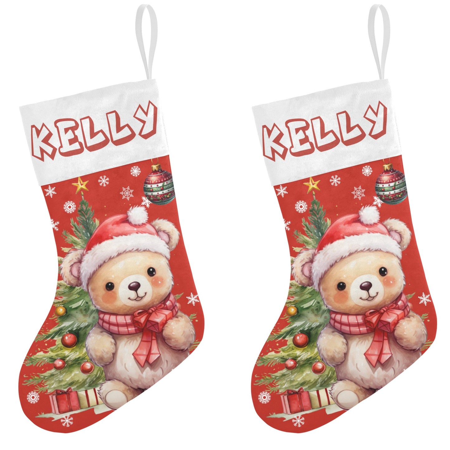 Christmas Small Bear Christmas Stocking Custom Name Santa Socks Gift