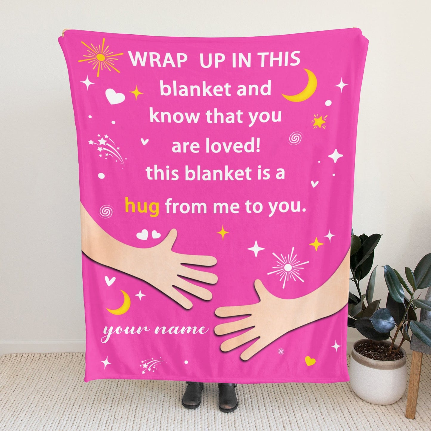 Rose Red Flannel Blanket Custom Name Blanket Gift for Men Women