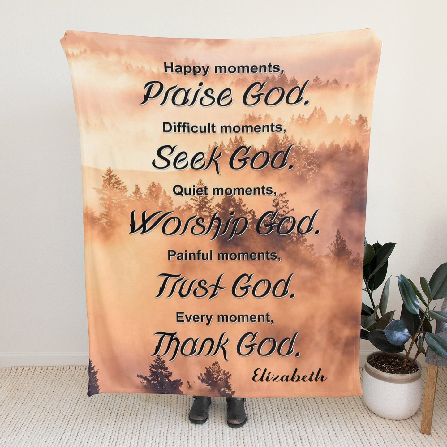 Praise God Flannel Blanket Custom Name Blanket Gift for Men Women