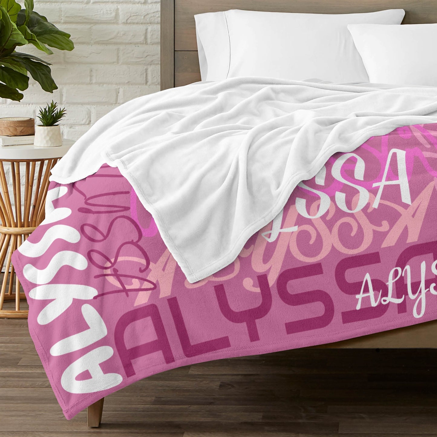 Plum Purple Flannel Blanket Name Blanket Personalized Blanket for Adult Kids Flannel Customize Throw Blanket Custom