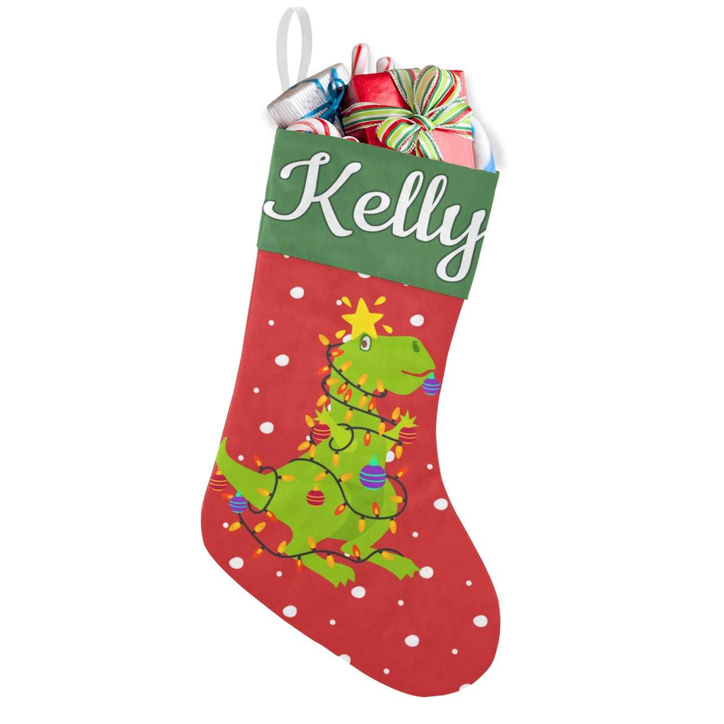 Dinosaur Star Christmas Stocking Custom Name Santa Socks Gift