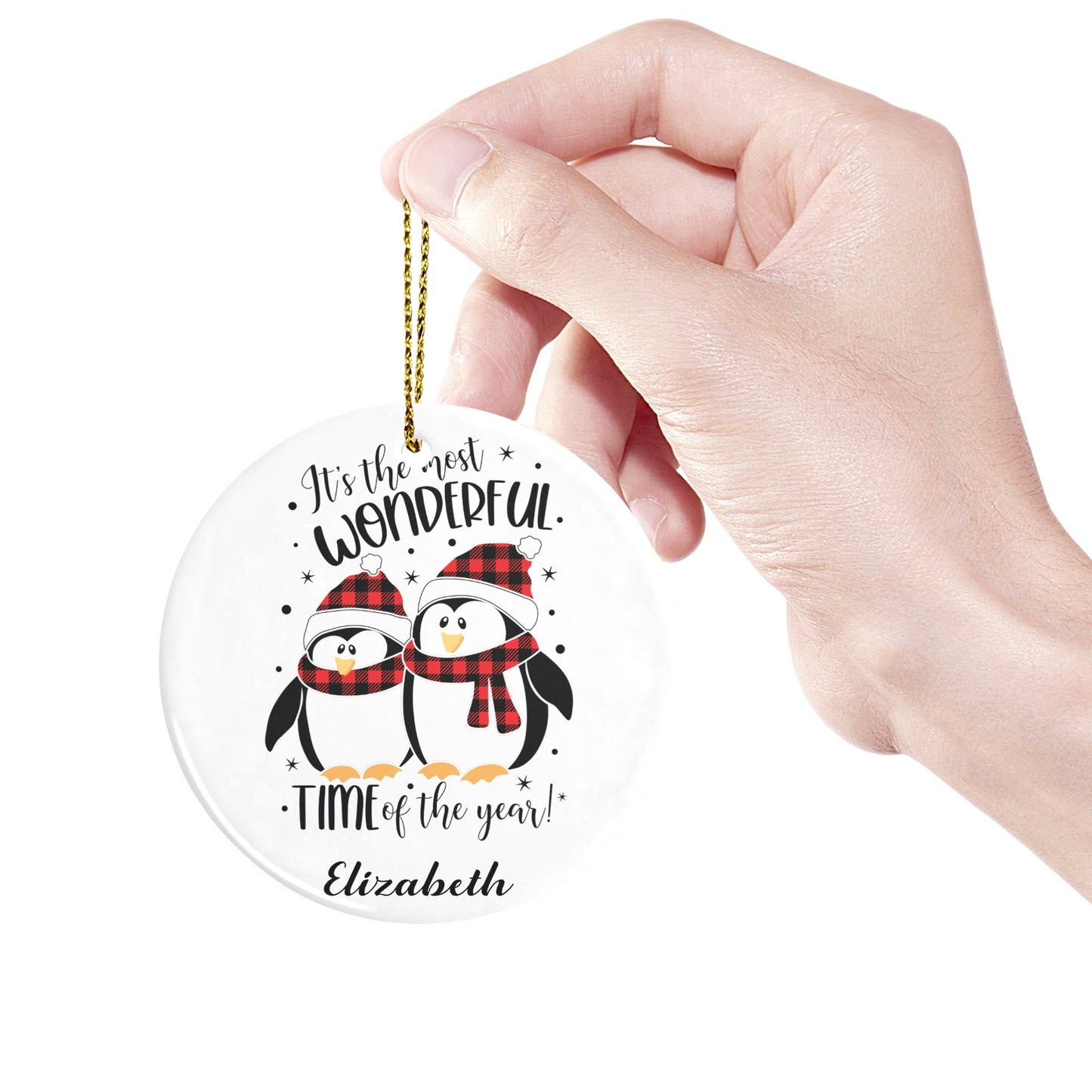 Penguin Christmas Ornaments Custom Name Santa Gift
