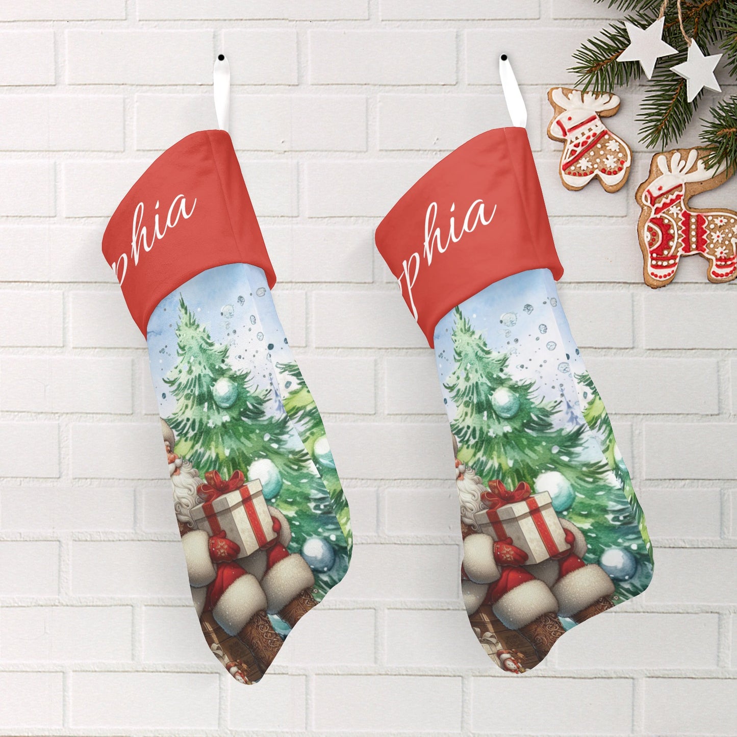 Santa Claus Christmas Stocking Custom Name Santa Socks Gift