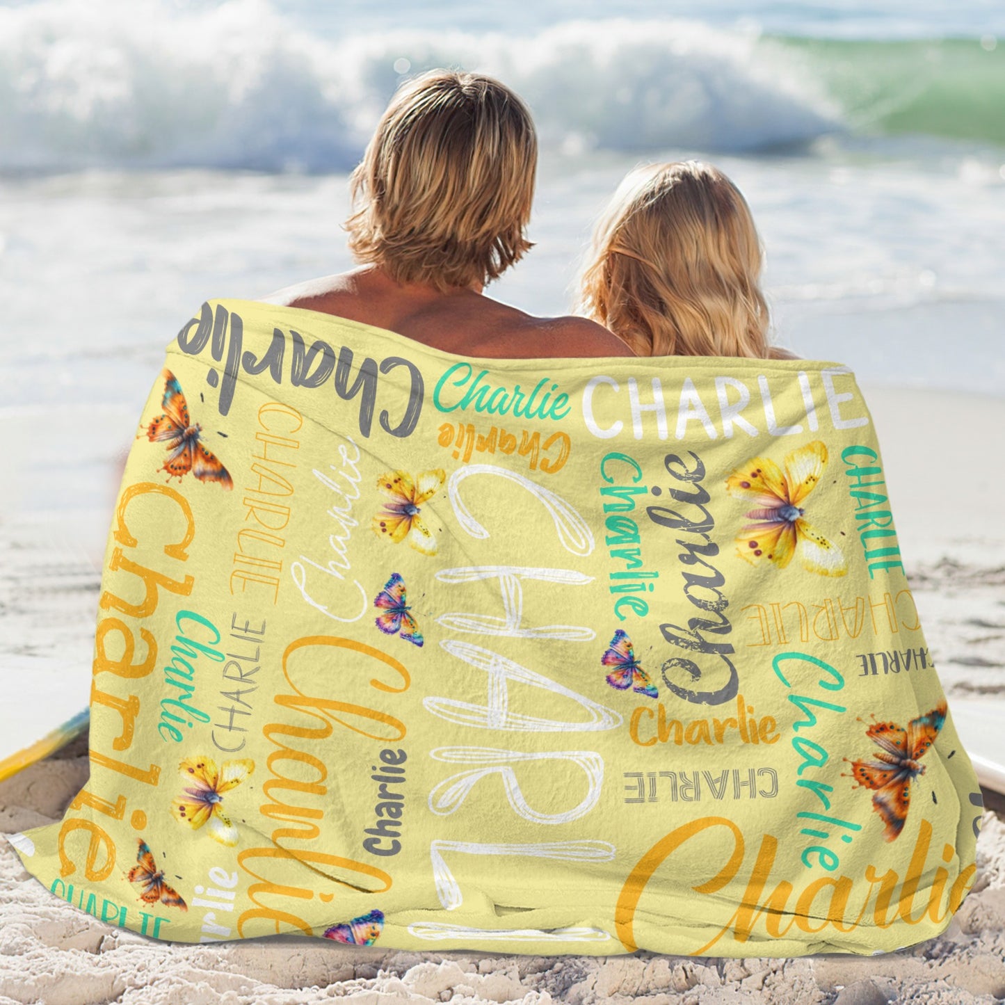 Yellow Flannel Blanket Custom Name Blanket Gift for Men Women