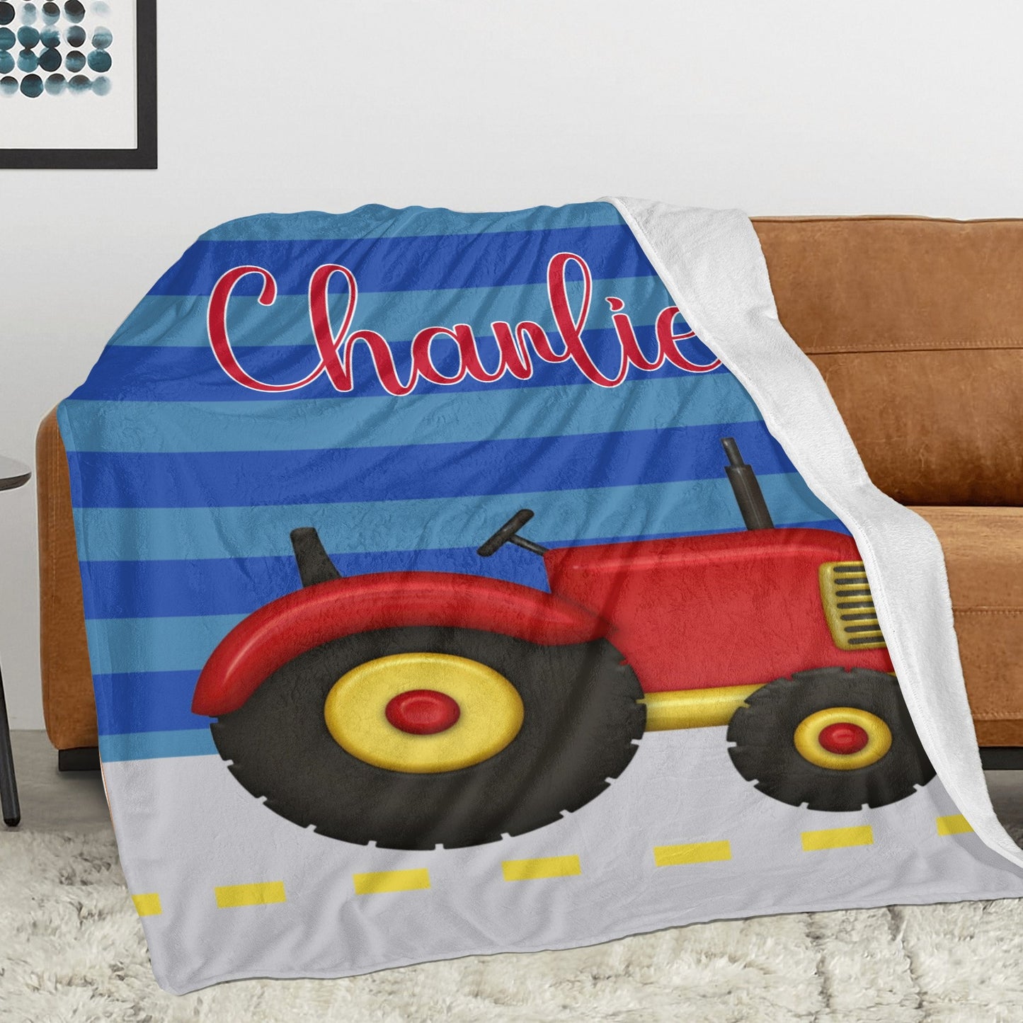Truck Stripe Flannel Blanket Custom Name Blanket Gift for Men Women