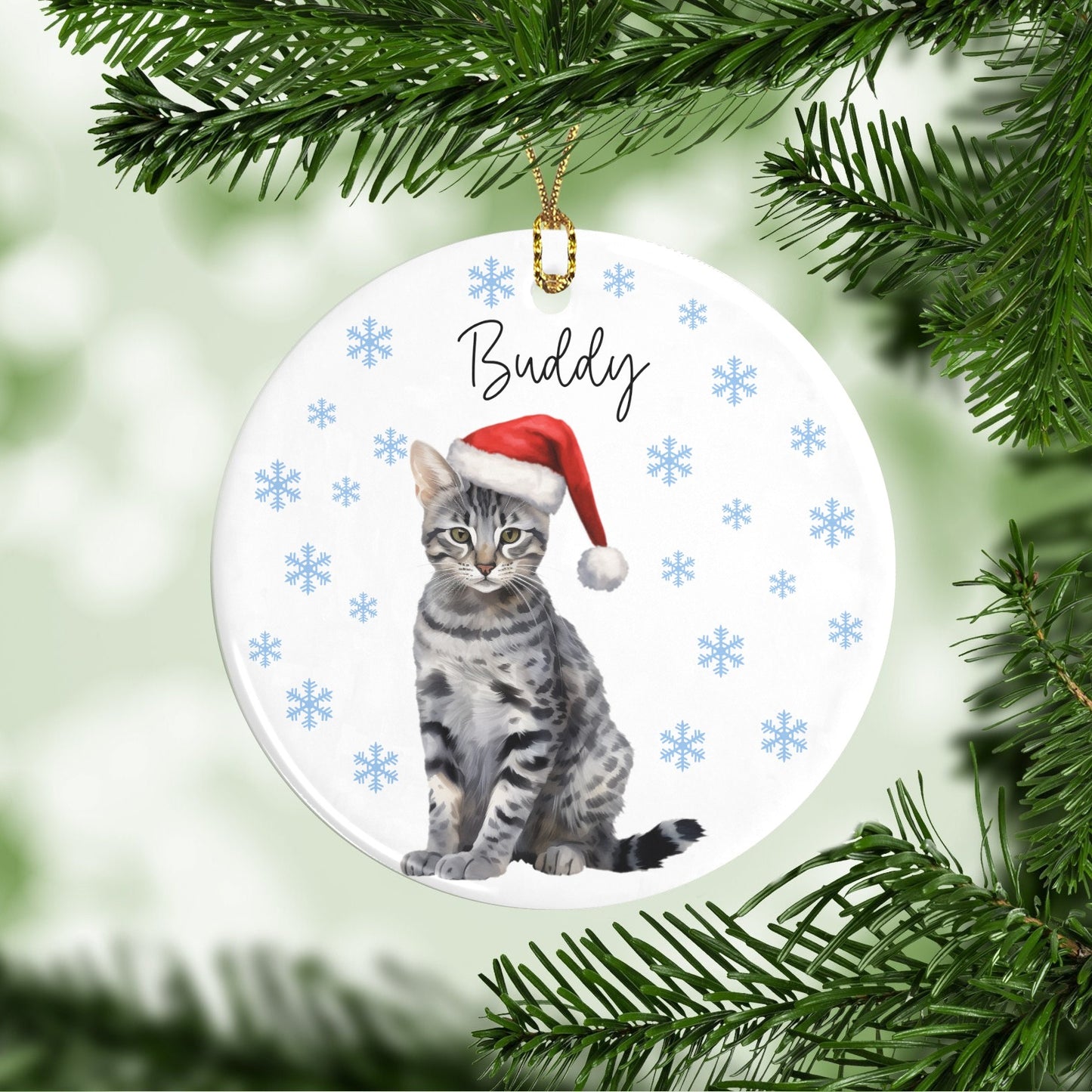 Cat Christmas Ornaments Custom Name Santa Gift