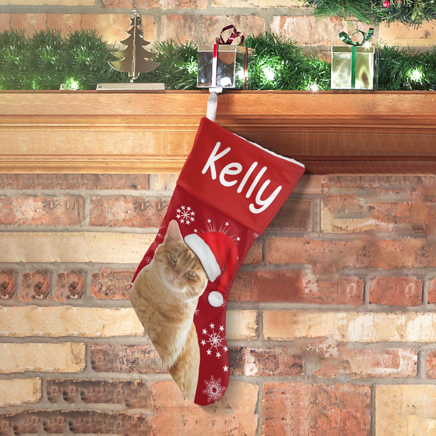 cat-live Christmas Stocking Custom Name Santa Socks Gift