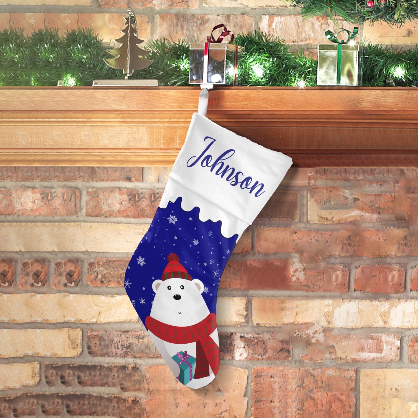Christmas Bear Christmas Stocking Custom Name Christmas Socks Gift