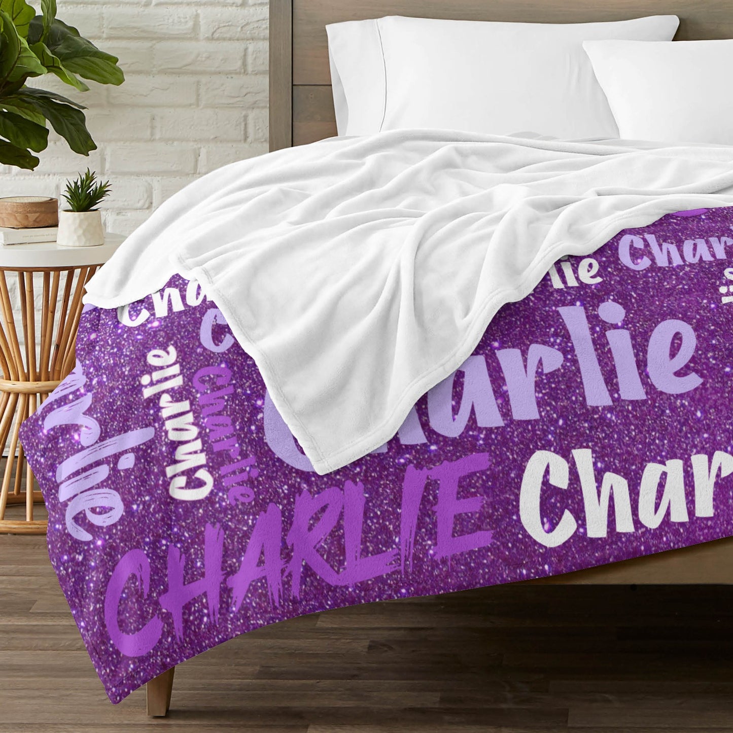 Purple Flannel Blanket Custom Name Blanket Gift for Men Women