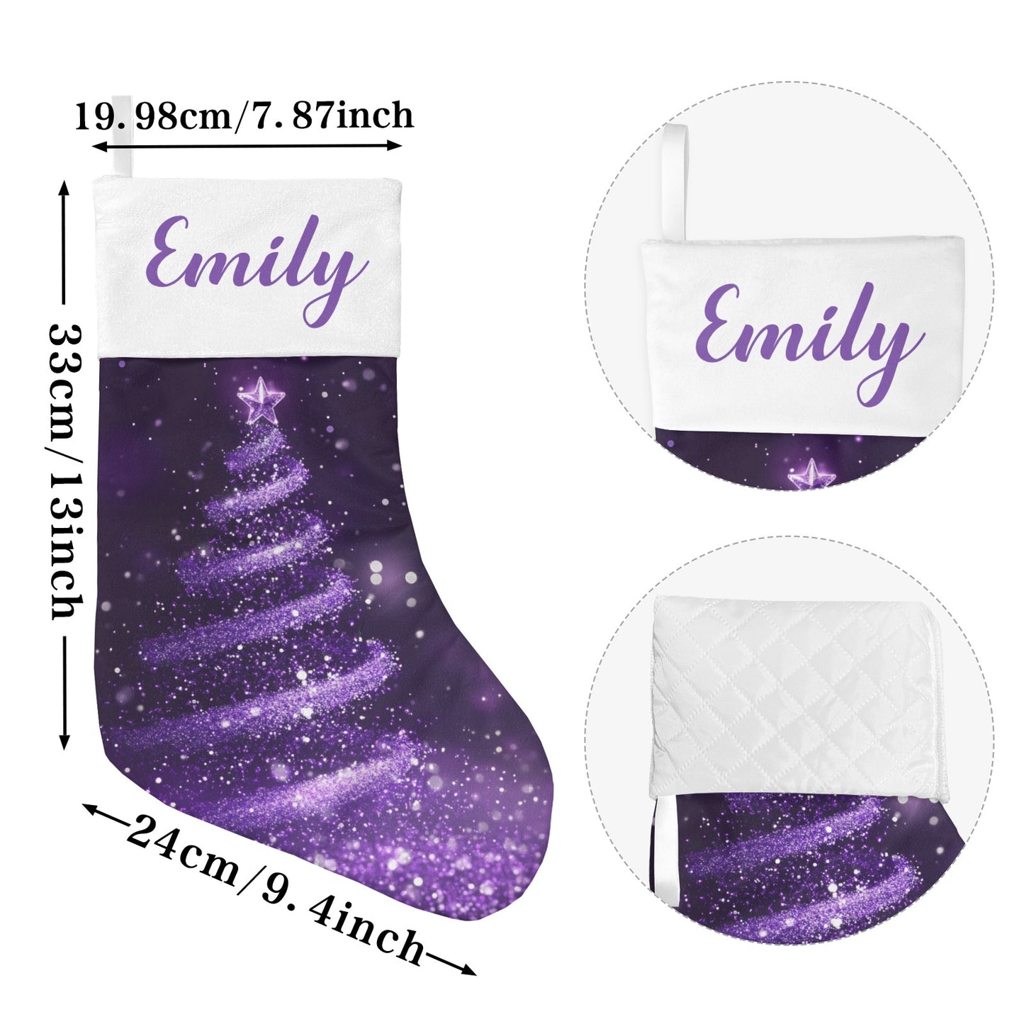 Christmas Tree Purple Christmas Stocking Custom Name Christmas Socks Gift